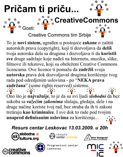 Predstavljanje Creative Commons tima Srbije u prostorijama Resurs centra Leskovac